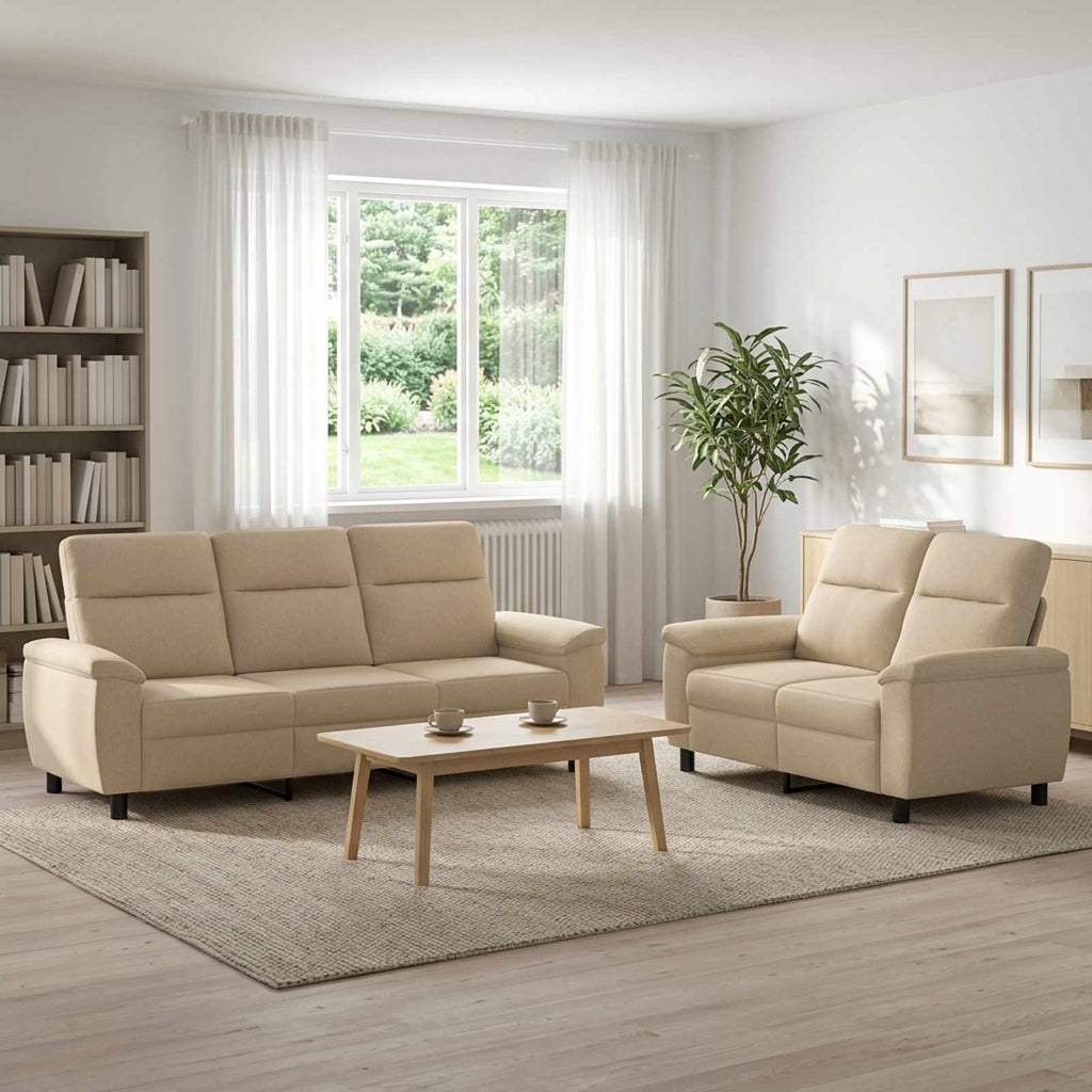vidaXL Zestaw Sof 2 pcs kremowy tkanina