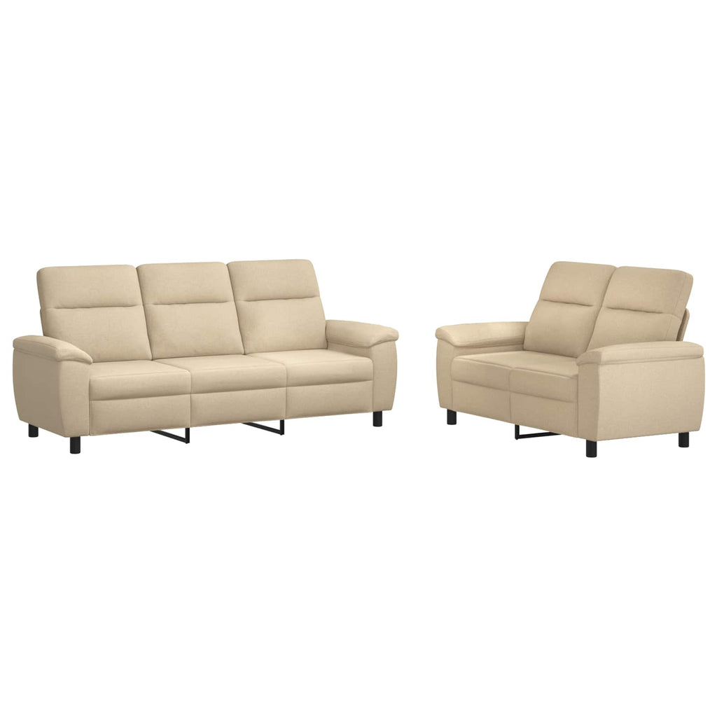 vidaXL Zestaw Sof 2 pcs kremowy tkanina