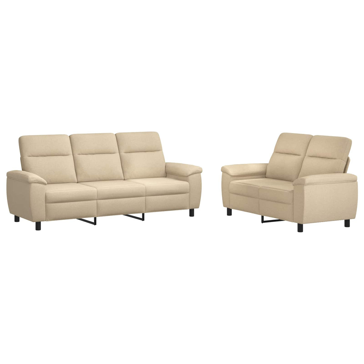 vidaXL Zestaw Sof 2 pcs kremowy tkanina