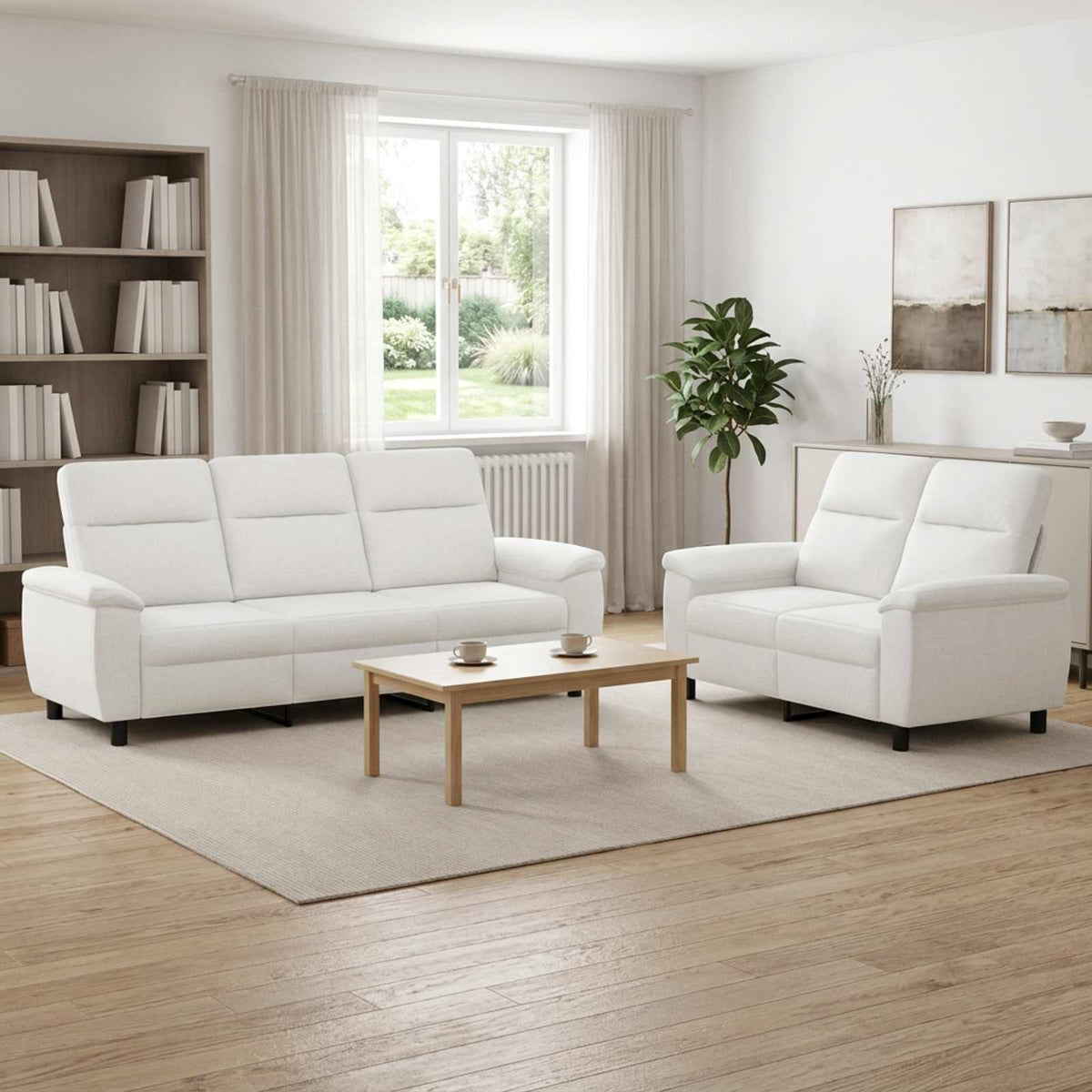 vidaXL Zestaw Sof 2 pcs Biały tkanina