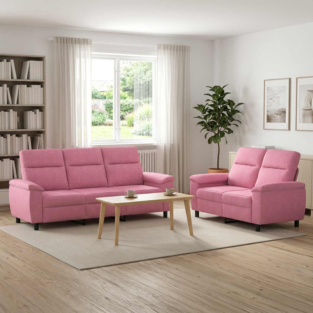 vidaXL Zestaw Sof 2 pcs różowy tkanina