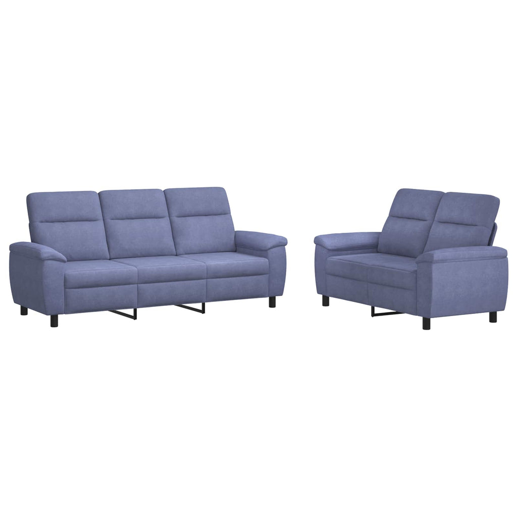 vidaXL Zestaw Sof 2 pcs Niebieski dżins tkanina