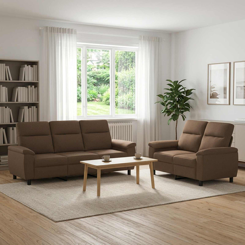 vidaXL Zestaw Sof 2 pcs brązowy tkanina