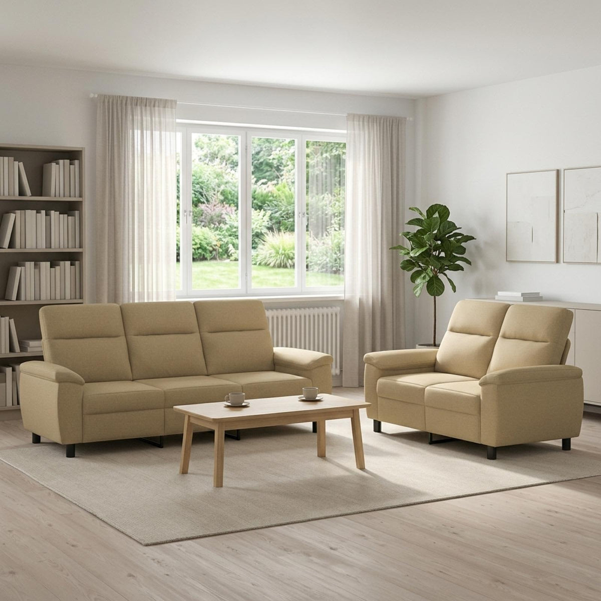 vidaXL Zestaw Sof 2 pcs Jasny Brąz tkanina