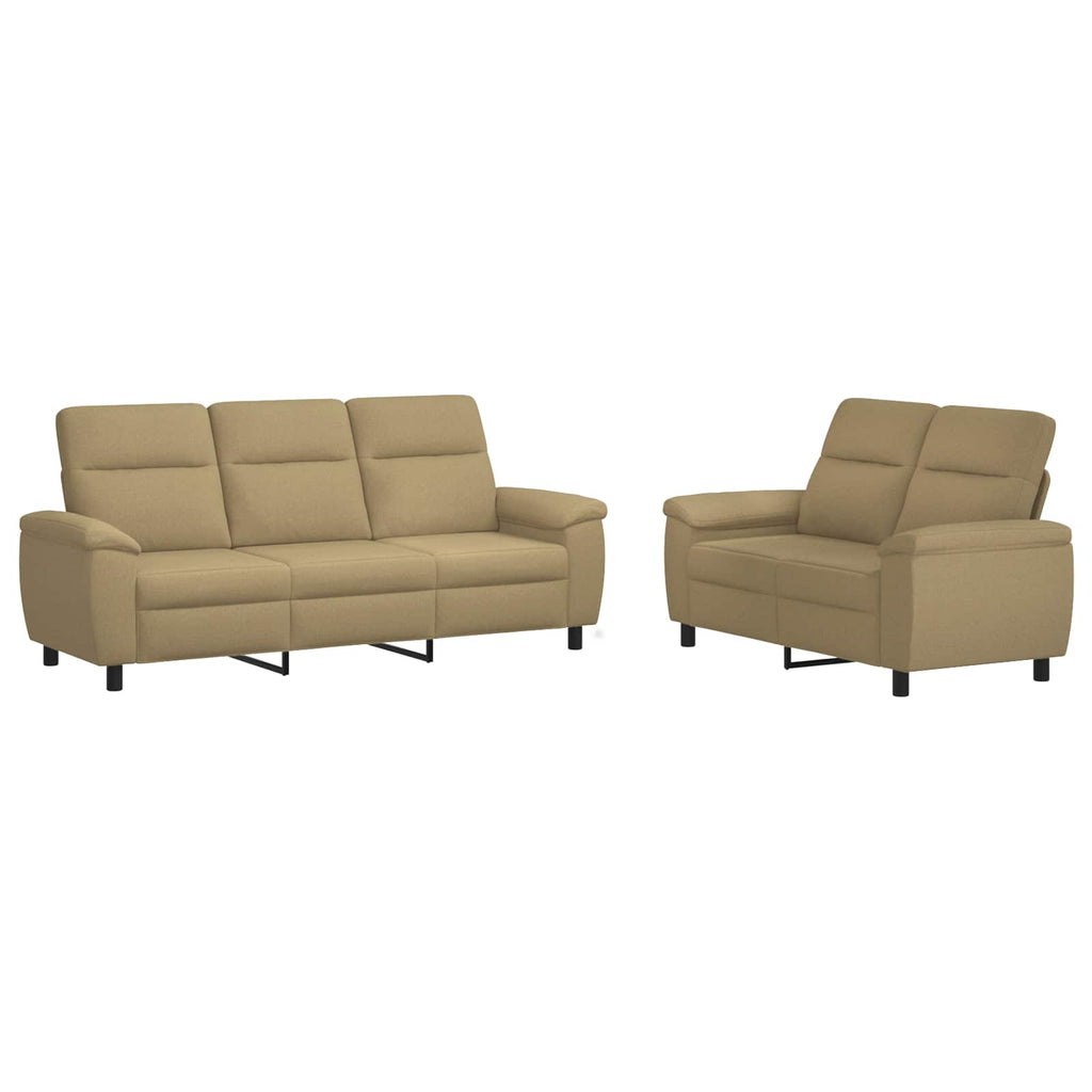 vidaXL Zestaw Sof 2 pcs Jasny Brąz tkanina