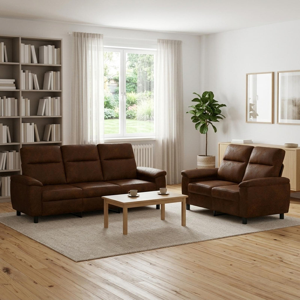 vidaXL Zestaw Sof 2 pcs brązowy Skóra zamszowa