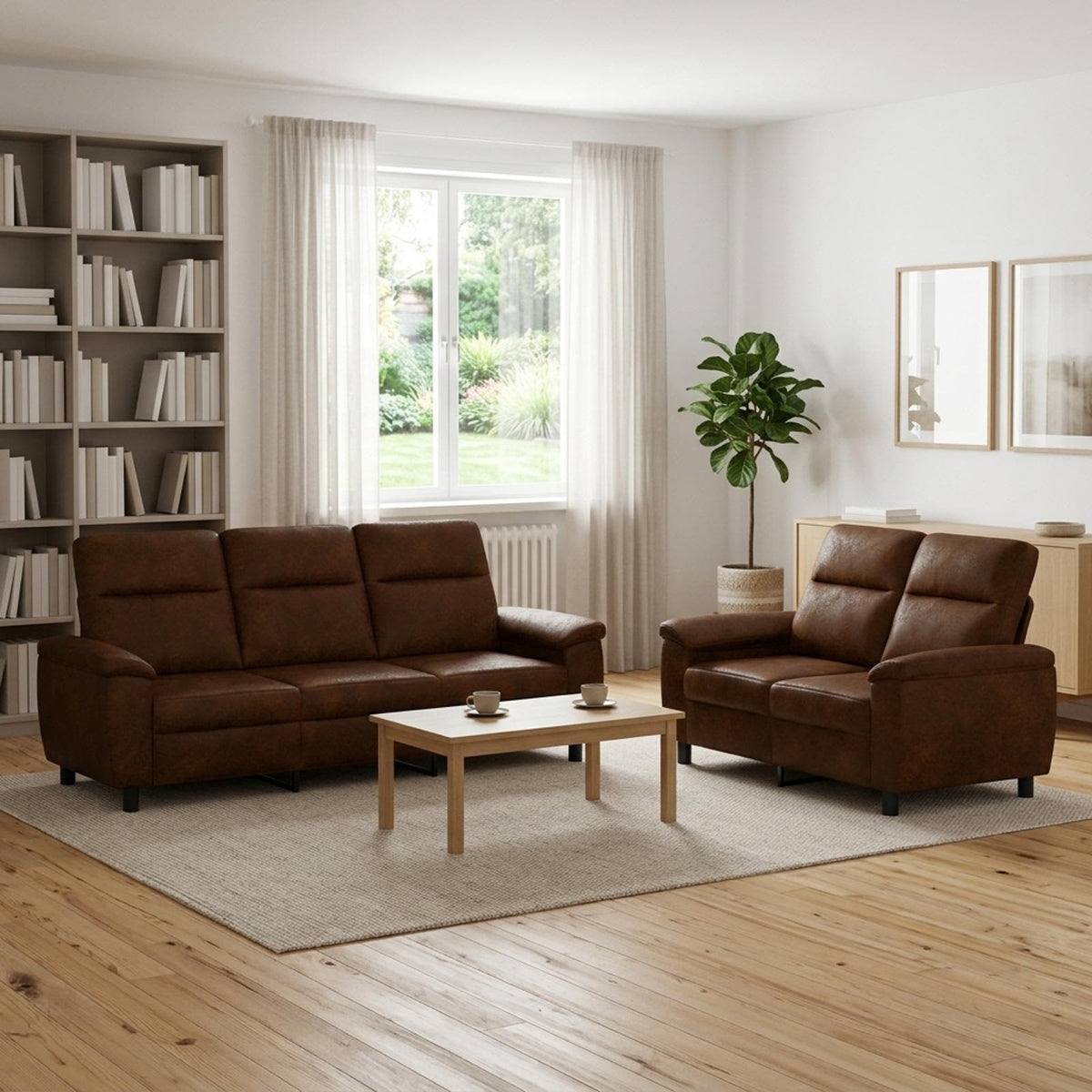 vidaXL Zestaw Sof 2 pcs brązowy Skóra zamszowa