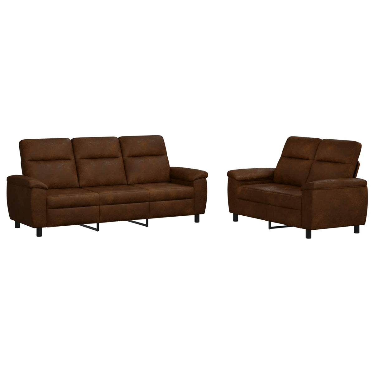 vidaXL Zestaw Sof 2 pcs brązowy Skóra zamszowa