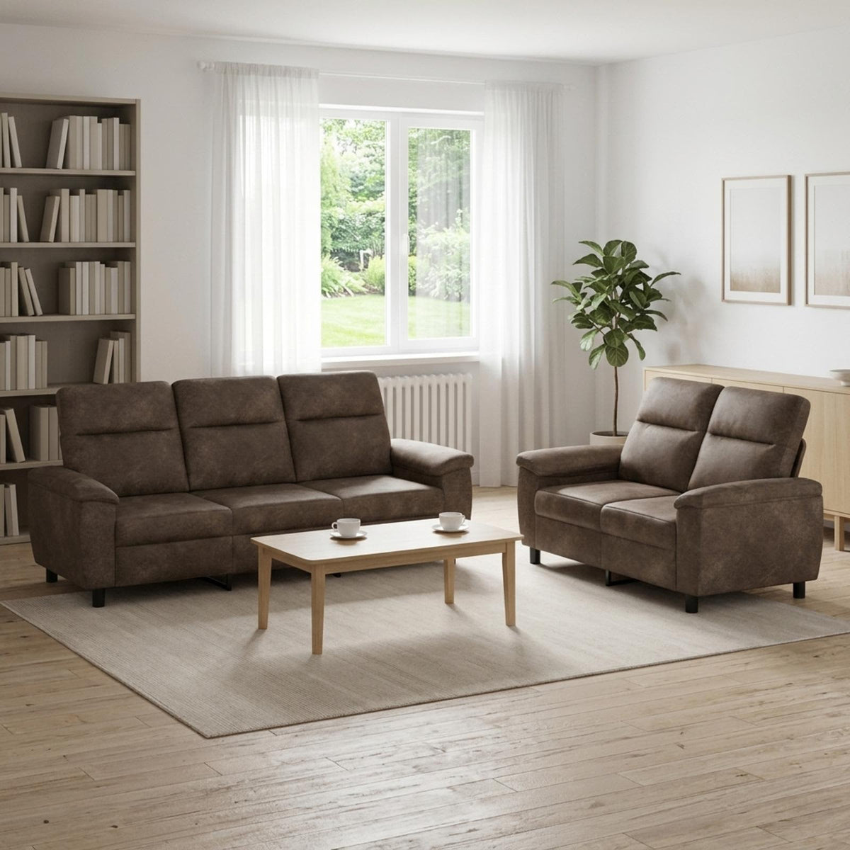 vidaXL Zestaw Sof 2 pcs ciemnoszary Skóra zamszowa
