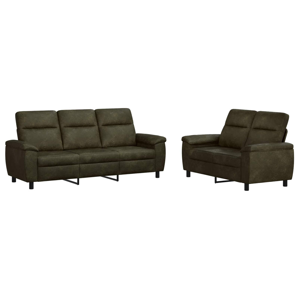 vidaXL Zestaw Sof 2 pcs Zielony wojskowy Skóra zamszowa