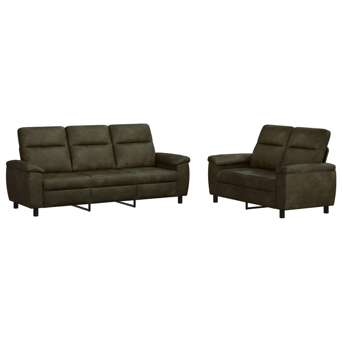 vidaXL Zestaw Sof 2 pcs Zielony wojskowy Skóra zamszowa