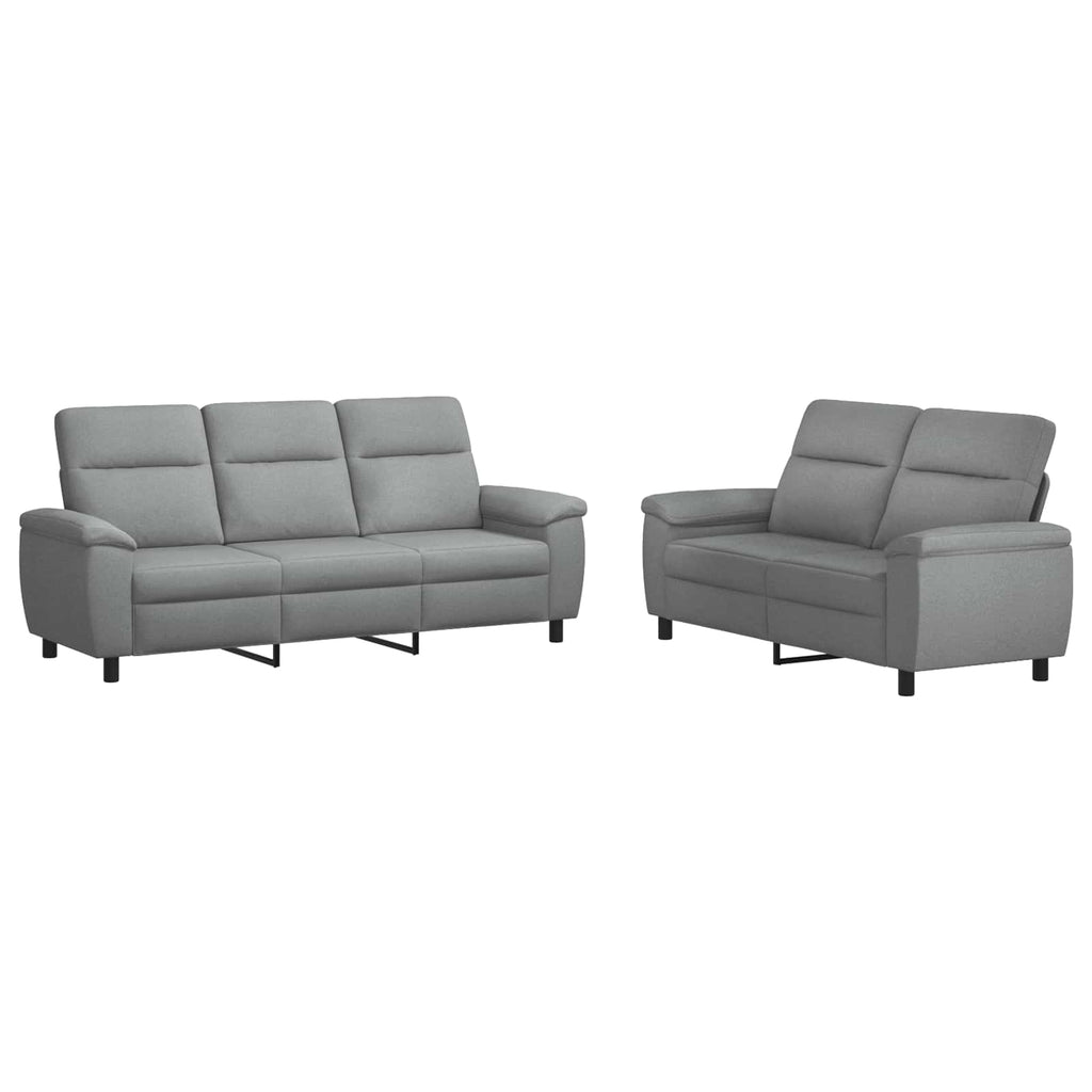 vidaXL Zestaw Sof 2 pcs jasnoszary tkanina