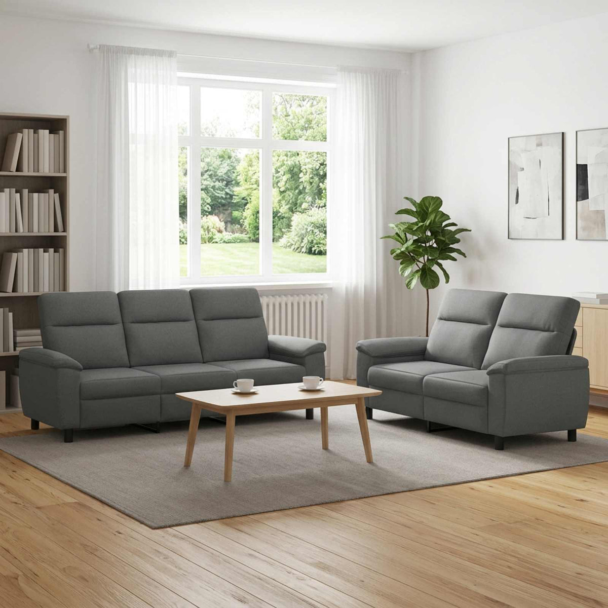 vidaXL Zestaw Sof 2 pcs ciemnoszary tkanina