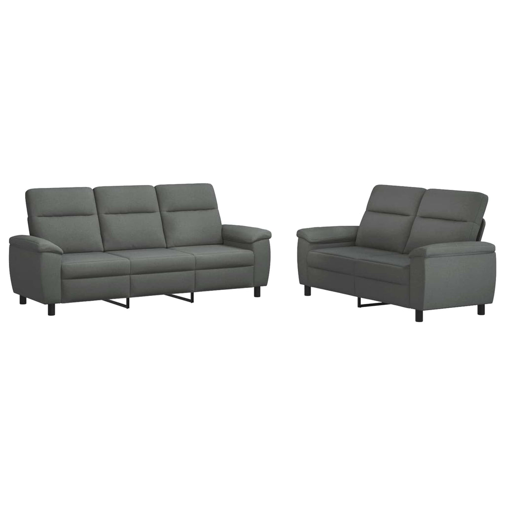vidaXL Zestaw Sof 2 pcs ciemnoszary tkanina