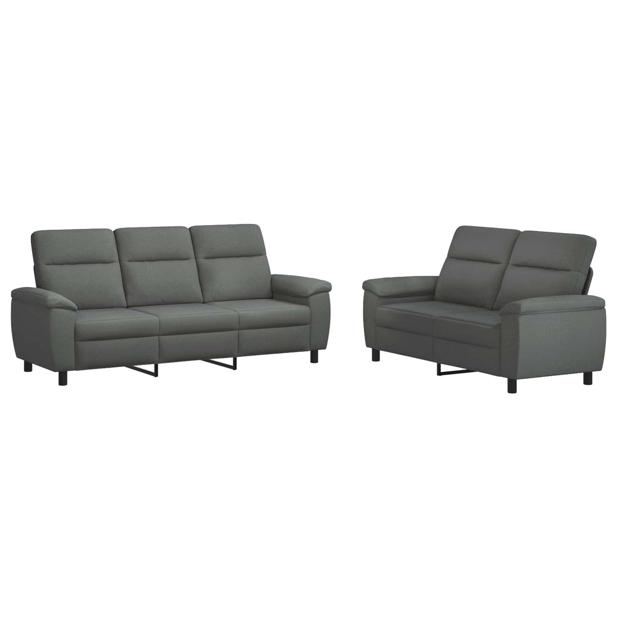 vidaXL Zestaw Sof 2 pcs ciemnoszary tkanina