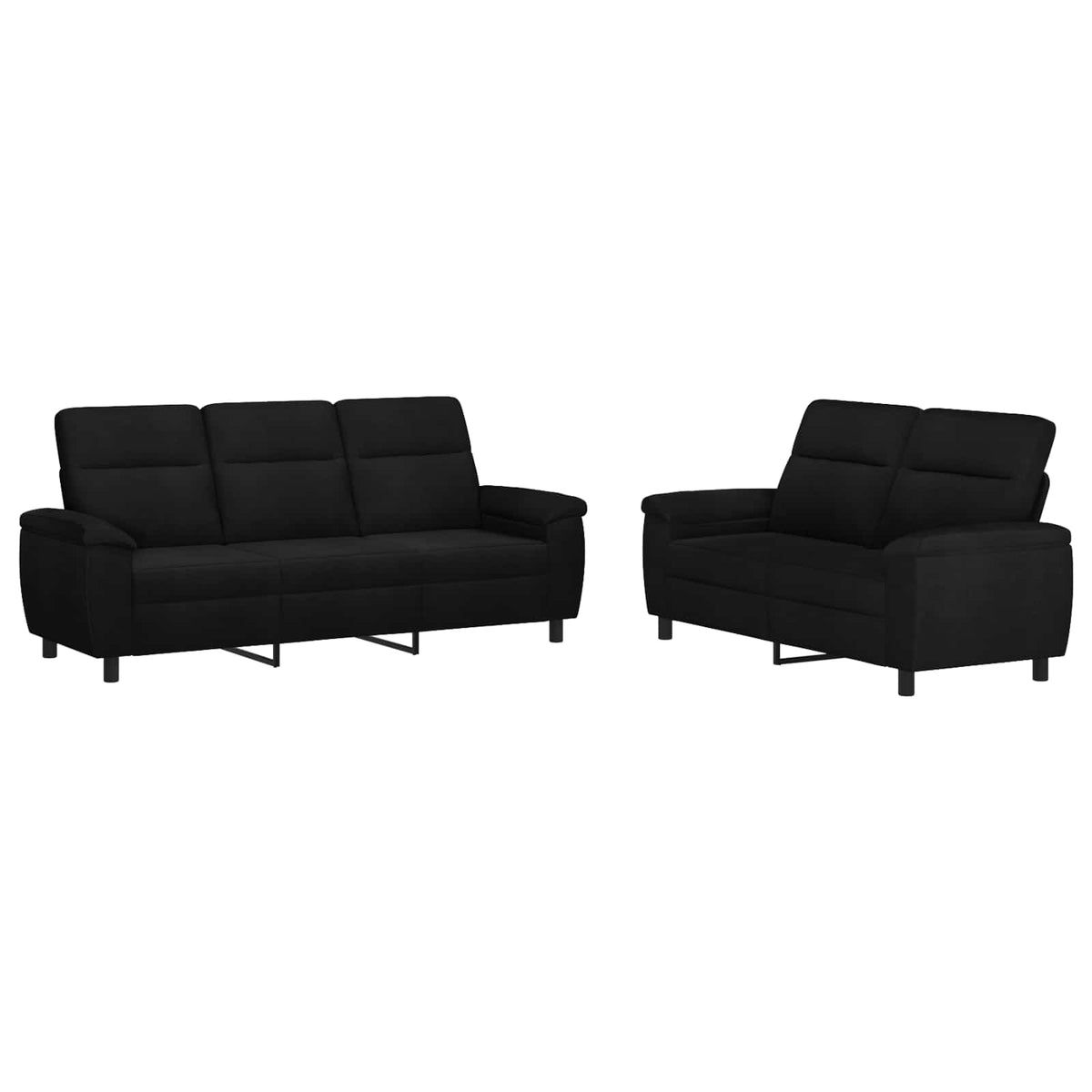 vidaXL Zestaw Sof 2 pcs Czarny tkanina
