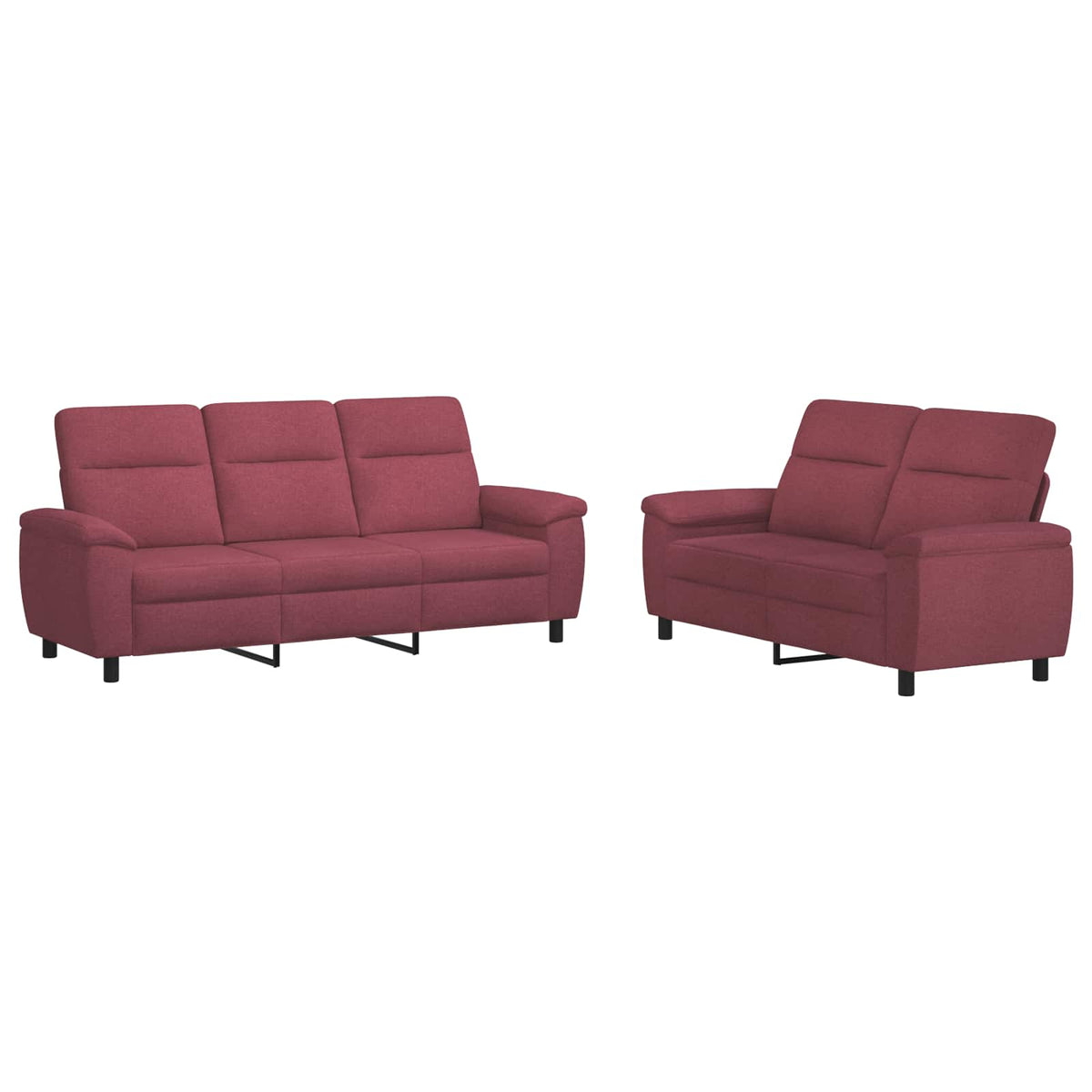 vidaXL Zestaw Sof 2 pcs Czerwone wino tkanina
