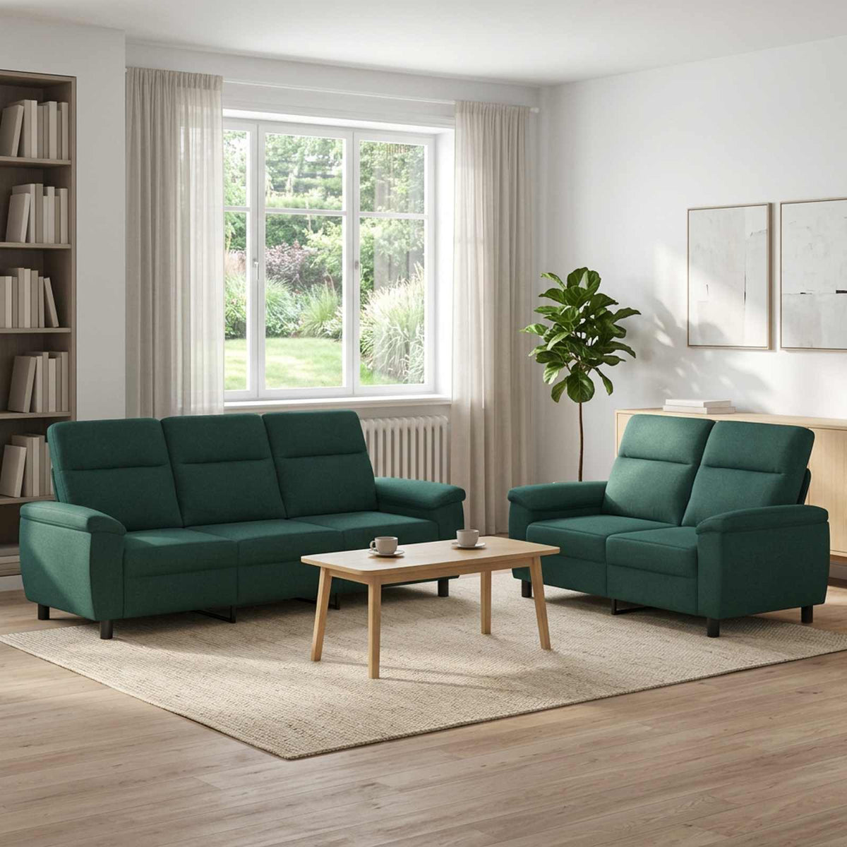 vidaXL Zestaw Sof 2 pcs Ciemnozielony tkanina