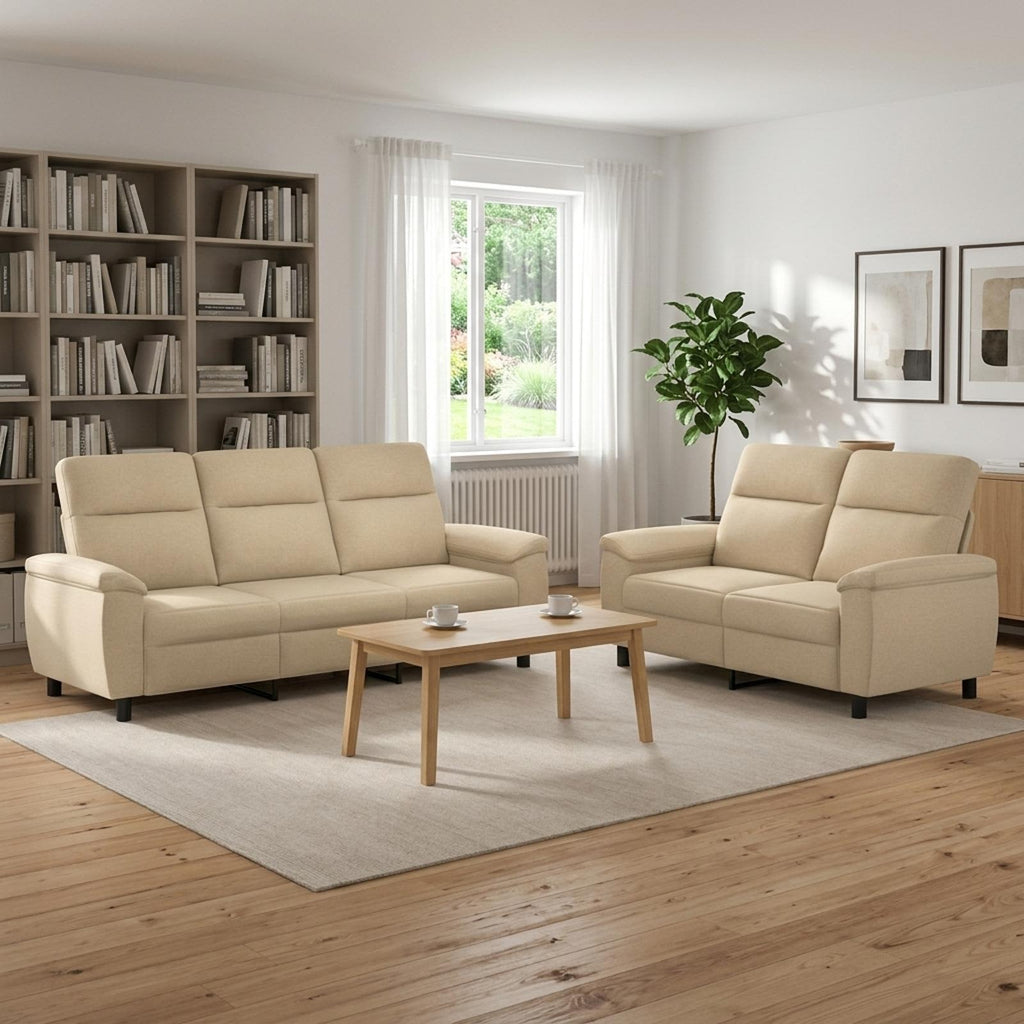 vidaXL Zestaw Sof 2 pcs kremowy tkanina