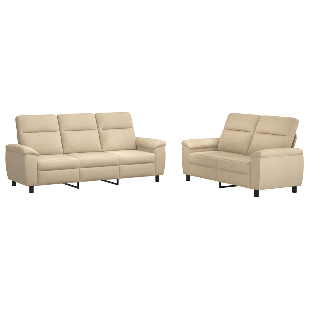vidaXL Zestaw Sof 2 pcs kremowy tkanina