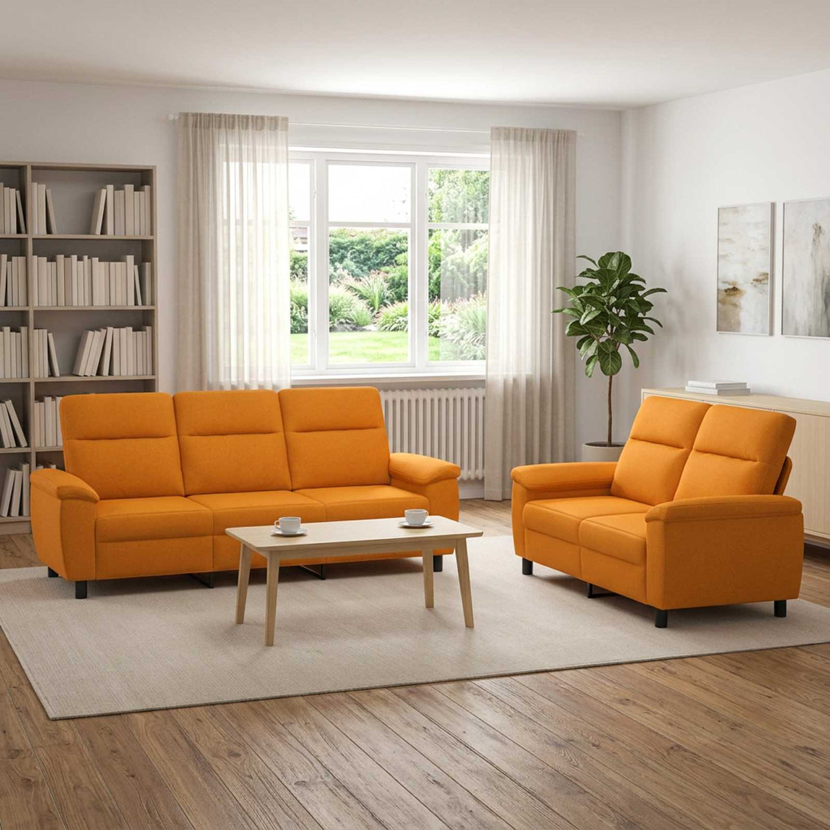 vidaXL Zestaw Sof 2 pcs Ciemny Żółty tkanina