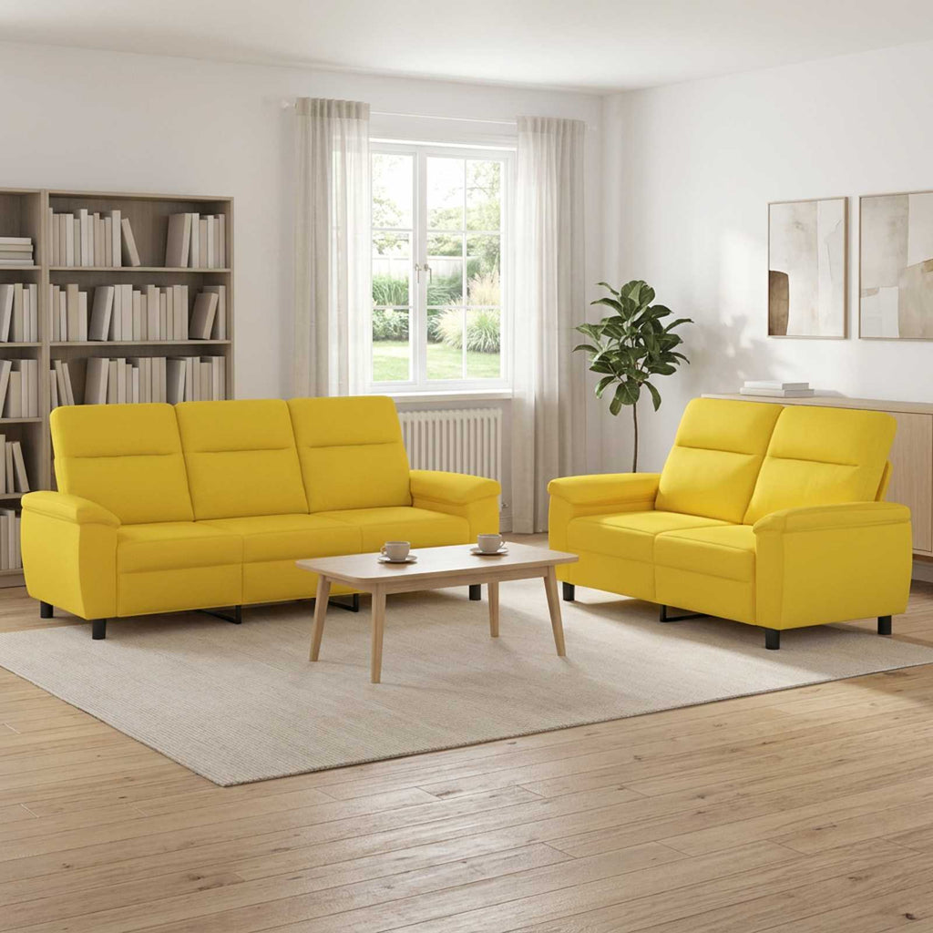 vidaXL Zestaw Sof 2 pcs Jasnożółty tkanina