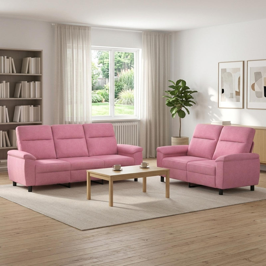 vidaXL Zestaw Sof 2 pcs różowy tkanina