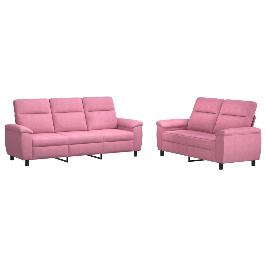 vidaXL Zestaw Sof 2 pcs różowy tkanina
