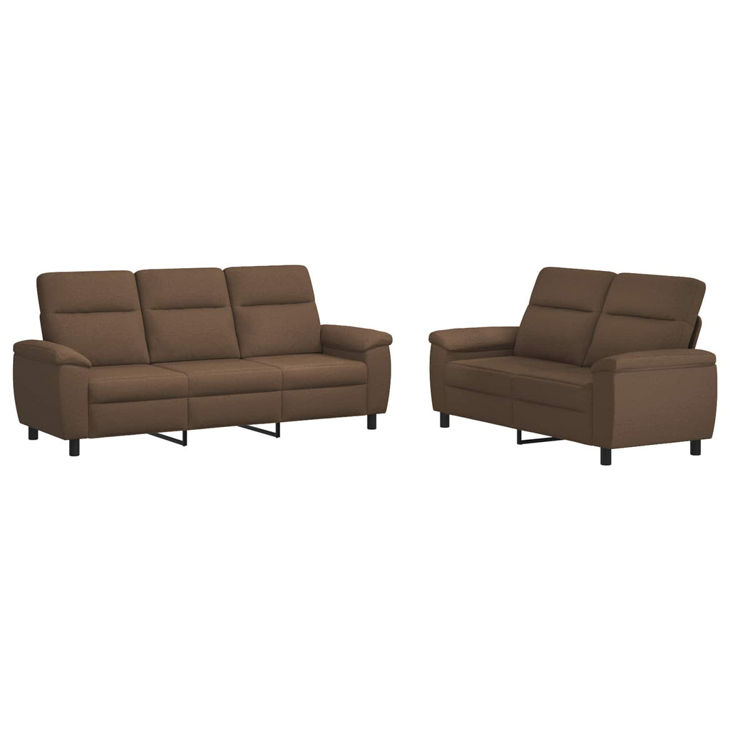 vidaXL Zestaw Sof 2 pcs brązowy tkanina
