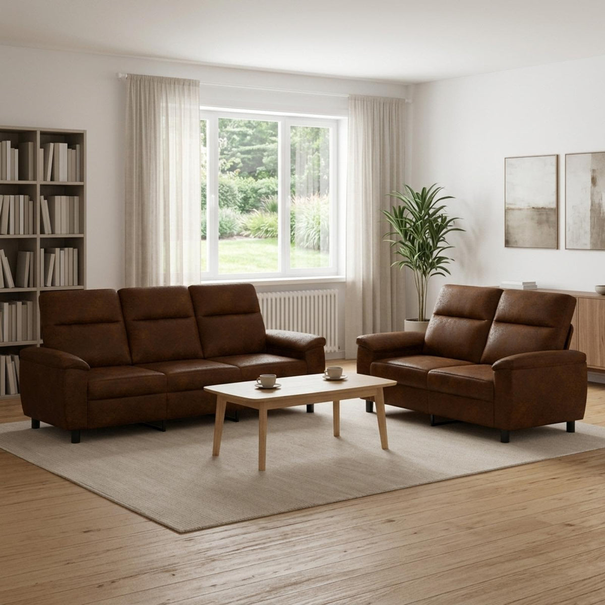 vidaXL Zestaw Sof 2 pcs brązowy Skóra zamszowa