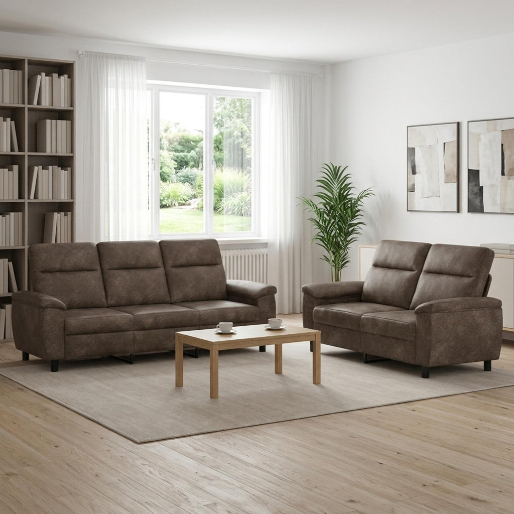 vidaXL Zestaw Sof 2 pcs ciemnoszary Skóra zamszowa