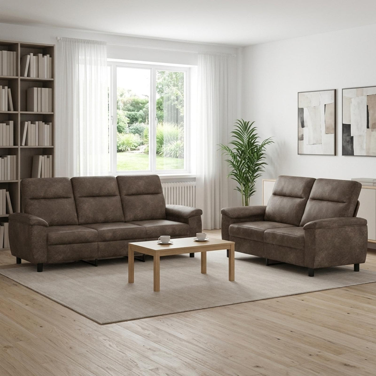 vidaXL Zestaw Sof 2 pcs ciemnoszary Skóra zamszowa