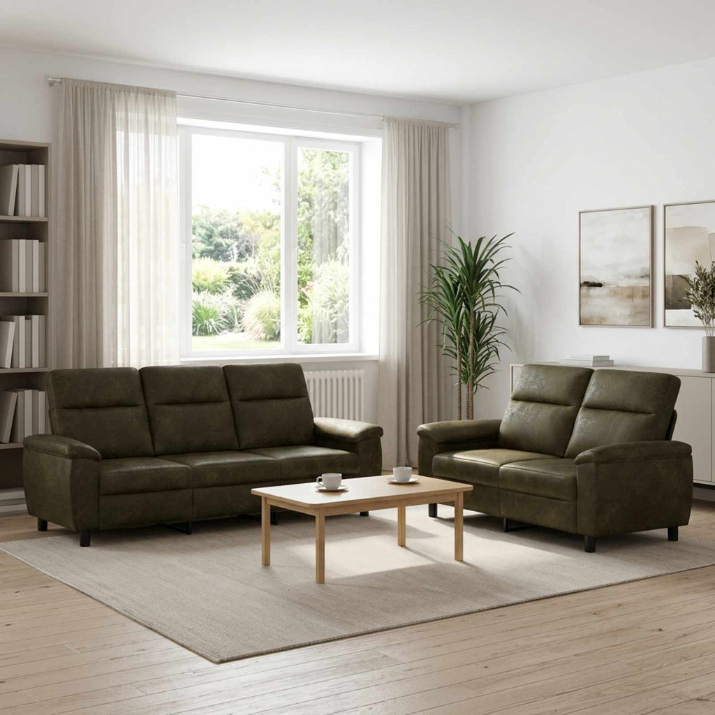 vidaXL Zestaw Sof 2 pcs Zielony wojskowy Skóra zamszowa