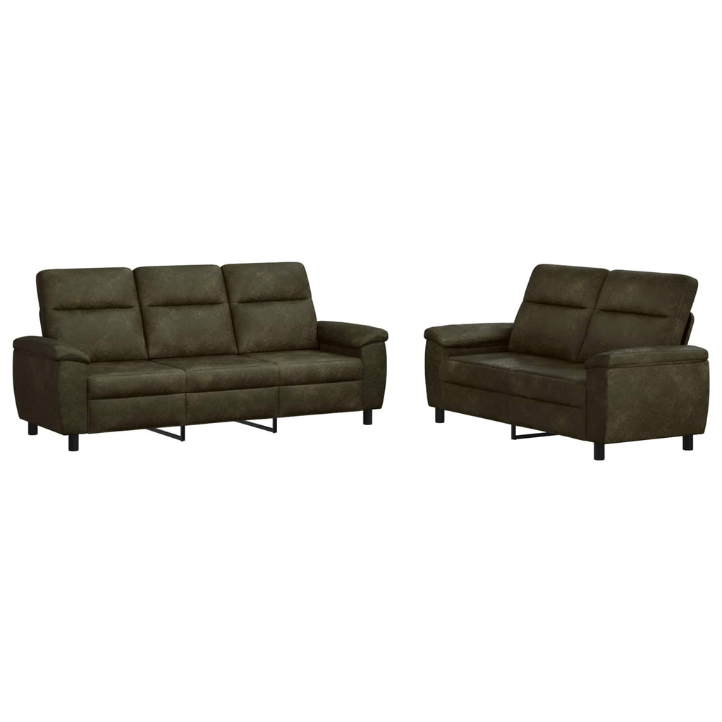 vidaXL Zestaw Sof 2 pcs Zielony wojskowy Skóra zamszowa