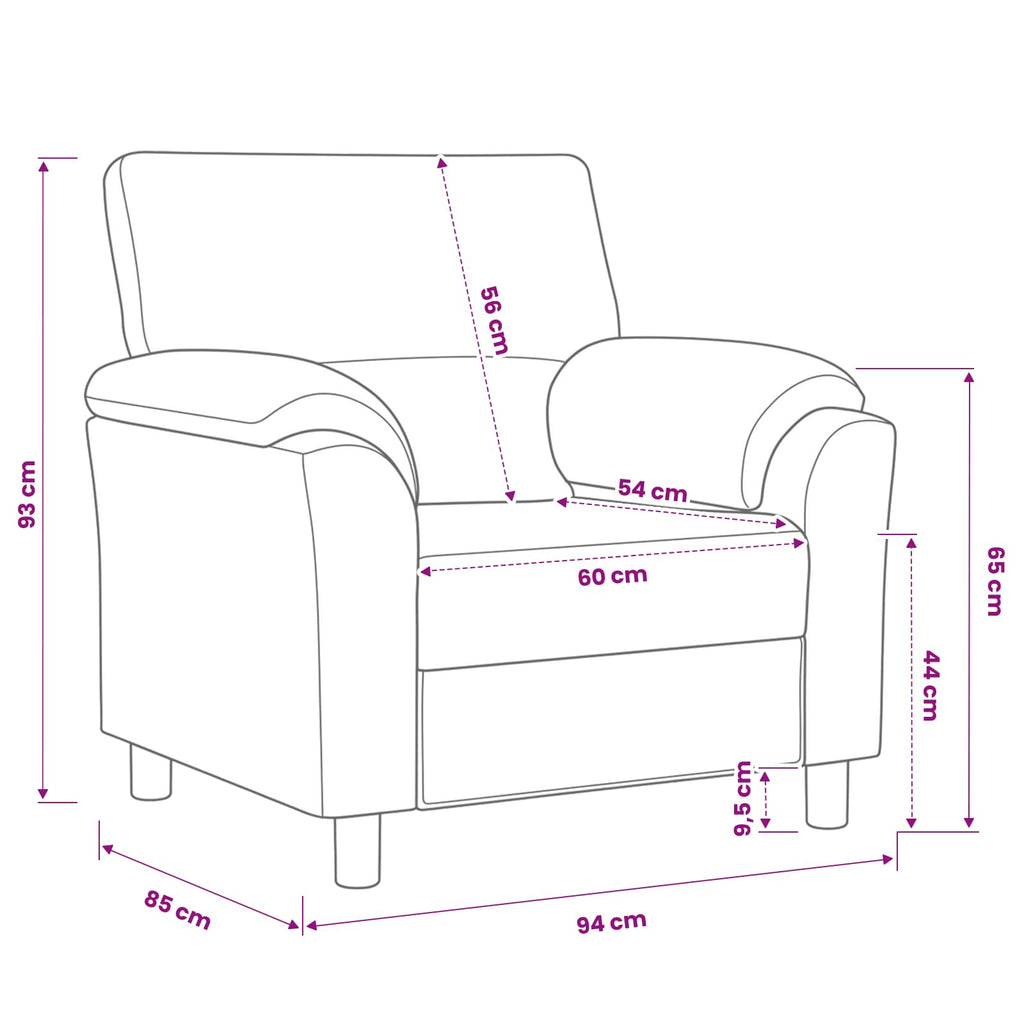 vidaXL Sofa niebieski 94 x 85 x 93 cm Welur