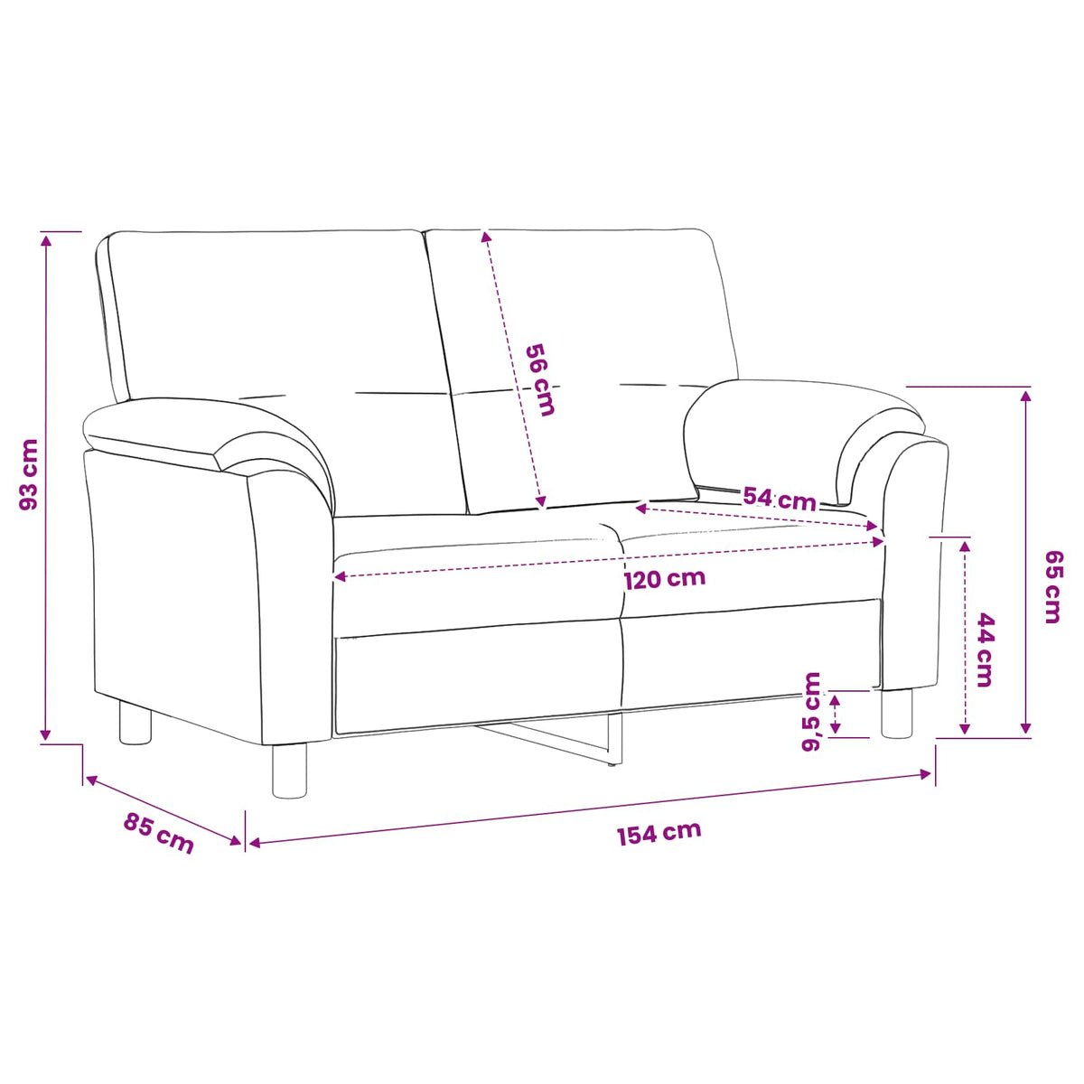 vidaXL Sofa różowy 154 x 85 x 93 cm Welur