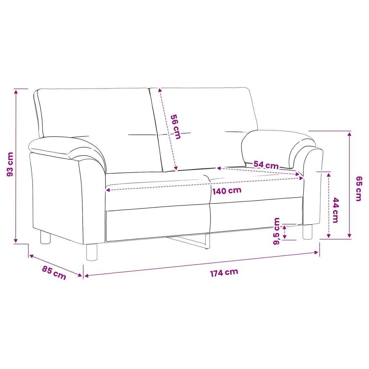 vidaXL Sofa żółty 174 x 85 x 93 cm Welur