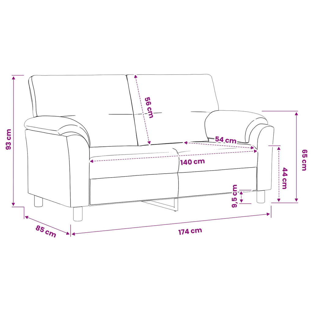 vidaXL Sofa kremowy 174 x 85 x 93 cm Welur