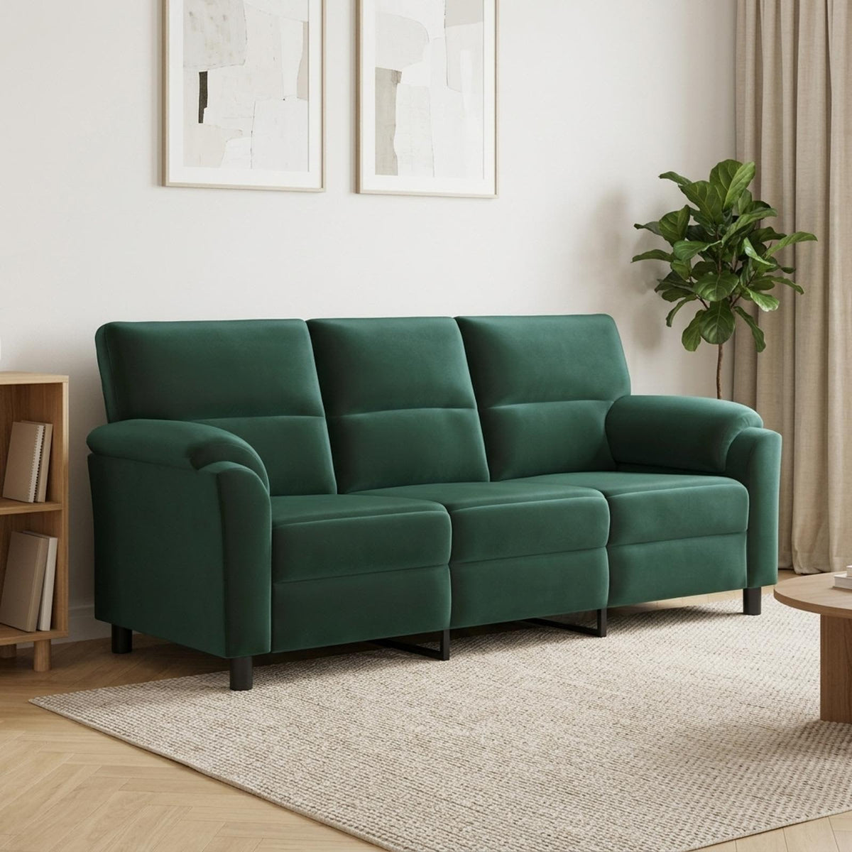 vidaXL Sofa Ciemnozielony 214 x 85 x 93 cm Welur