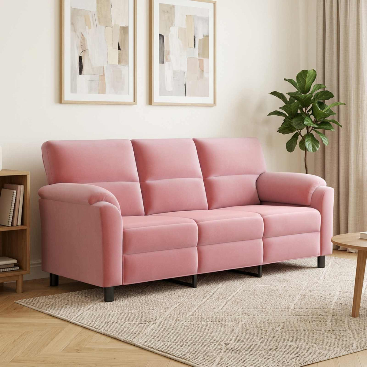 vidaXL Sofa różowy 214 x 85 x 93 cm Welur