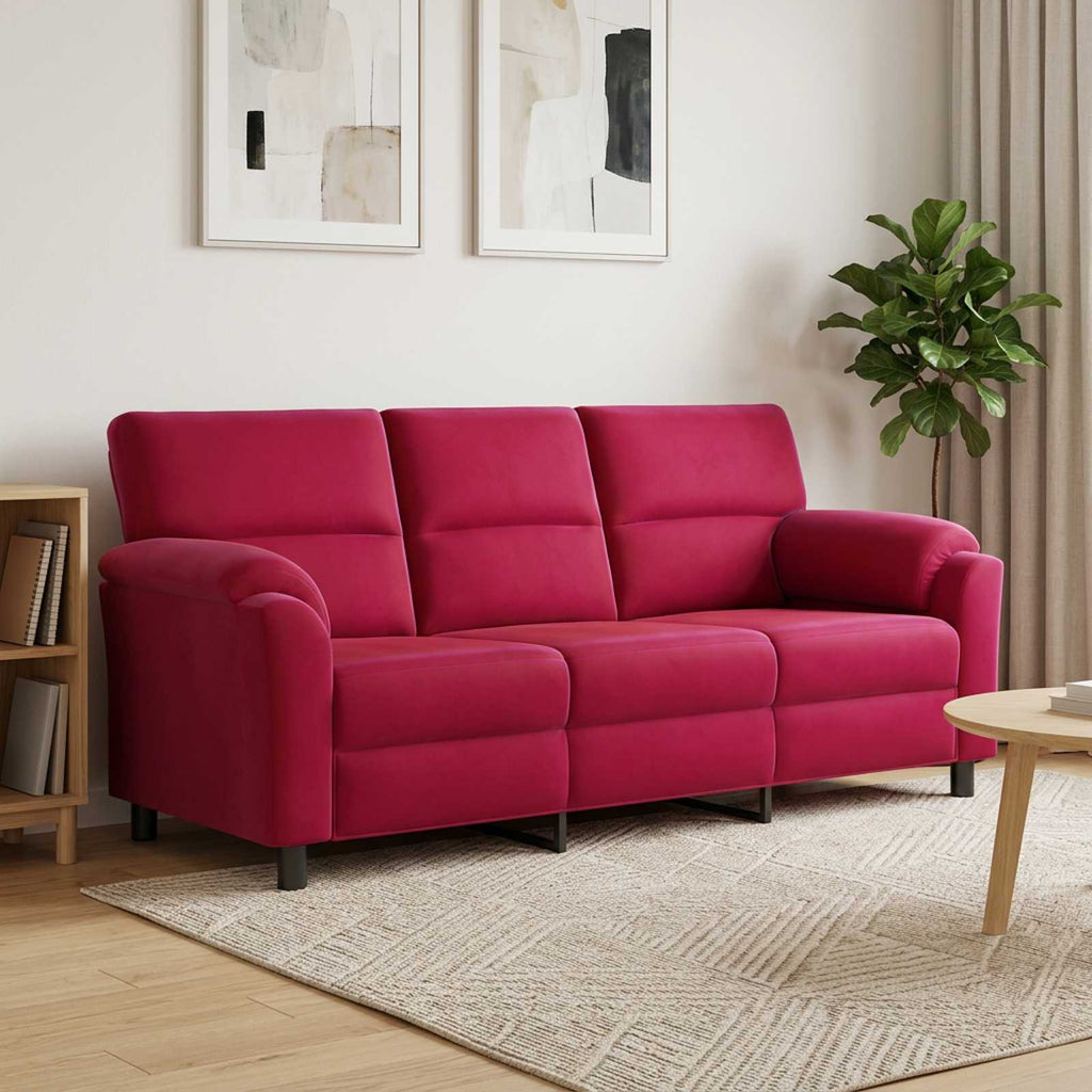 vidaXL Sofa Czerwone wino 214 x 85 x 93 cm Welur