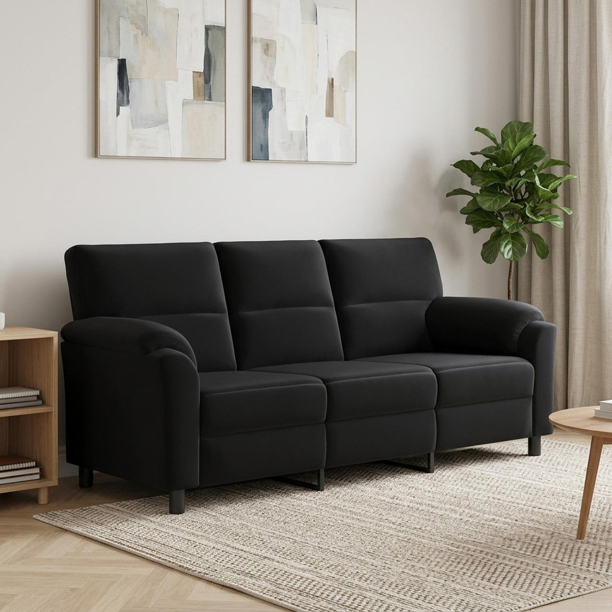 vidaXL Sofa Czarny 214 x 85 x 93 cm Welur