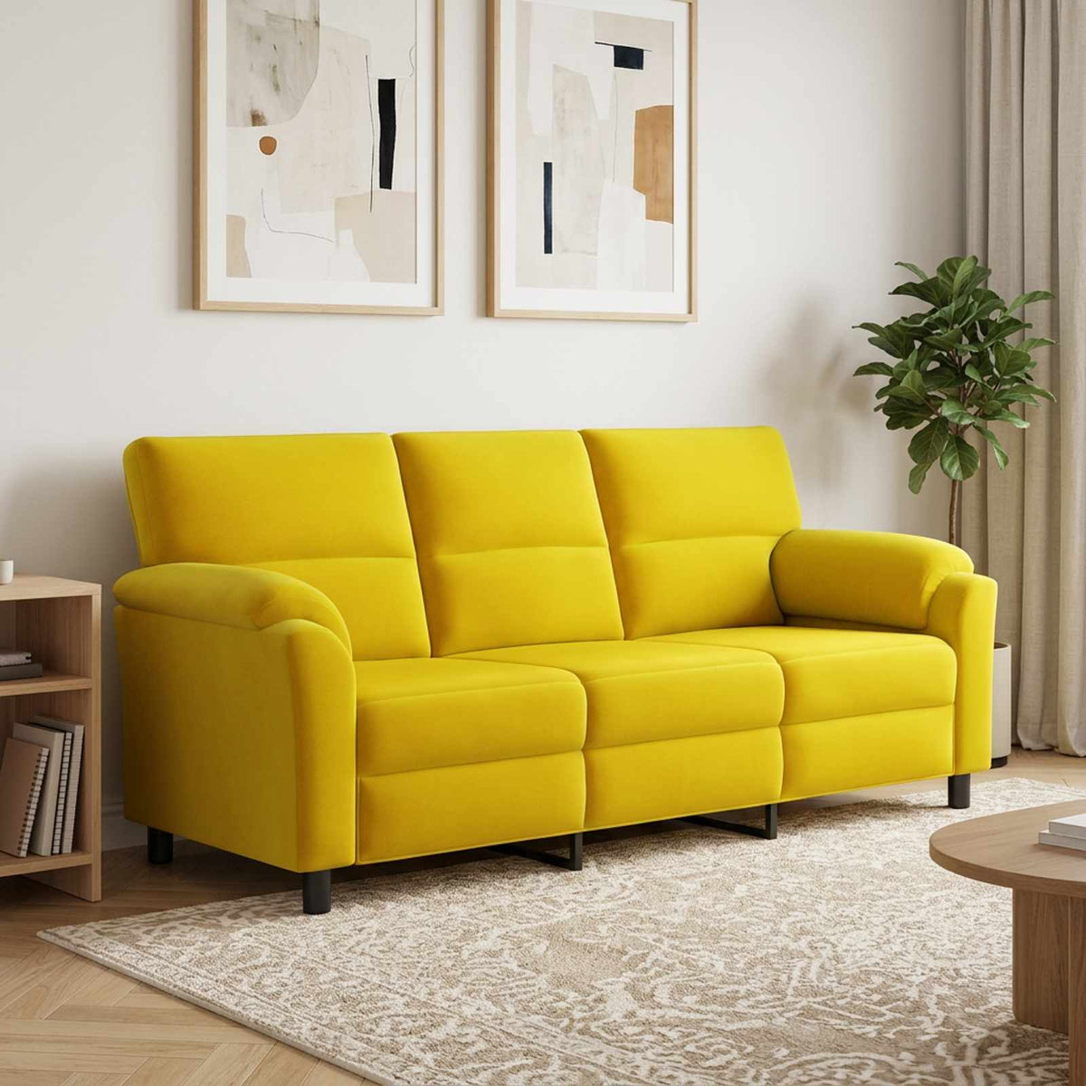 vidaXL Sofa żółty 214 x 85 x 93 cm Welur