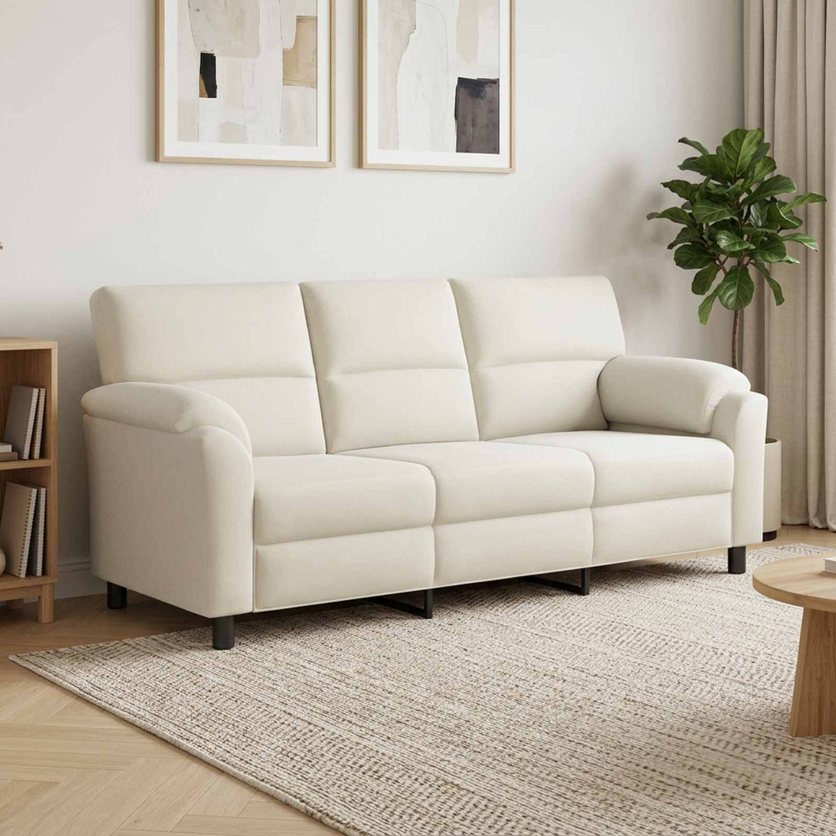 vidaXL Sofa kremowy 214 x 85 x 93 cm Welur
