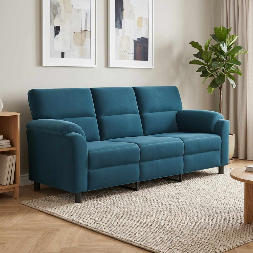 vidaXL Sofa niebieski 214 x 85 x 93 cm Welur