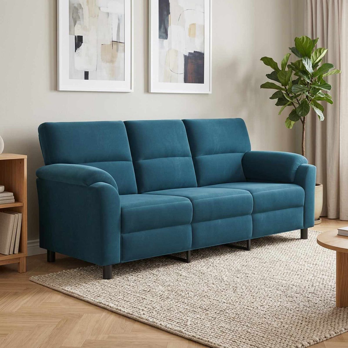 vidaXL Sofa niebieski 214 x 85 x 93 cm Welur