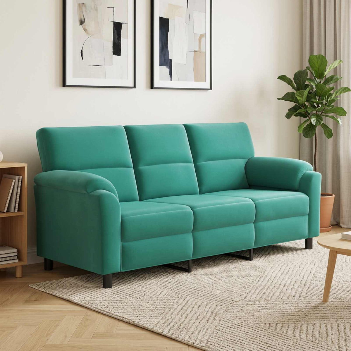 vidaXL Sofa Turkusowy 214 x 85 x 93 cm Welur