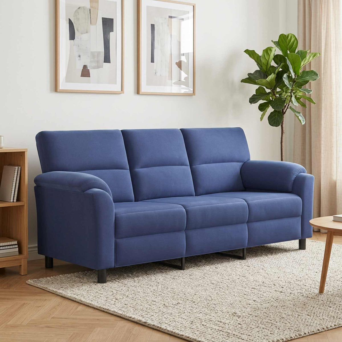 vidaXL Sofa Niebieski policyjny 214 x 85 x 93 cm Welur