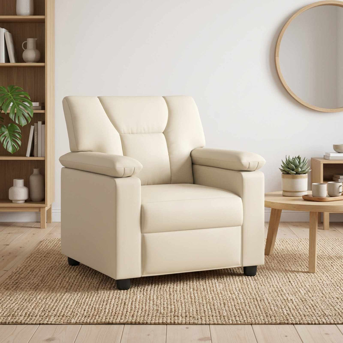 vidaXL Sofa kremowy 91 x 85 x 93 cm Ekoskóra