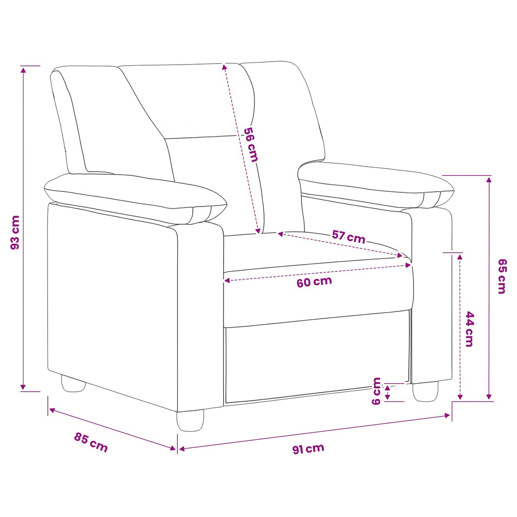 vidaXL Sofa kremowy 91 x 85 x 93 cm Ekoskóra